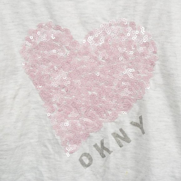 Gray t shirt with sequin heart DKNY - Picture 2 of 4